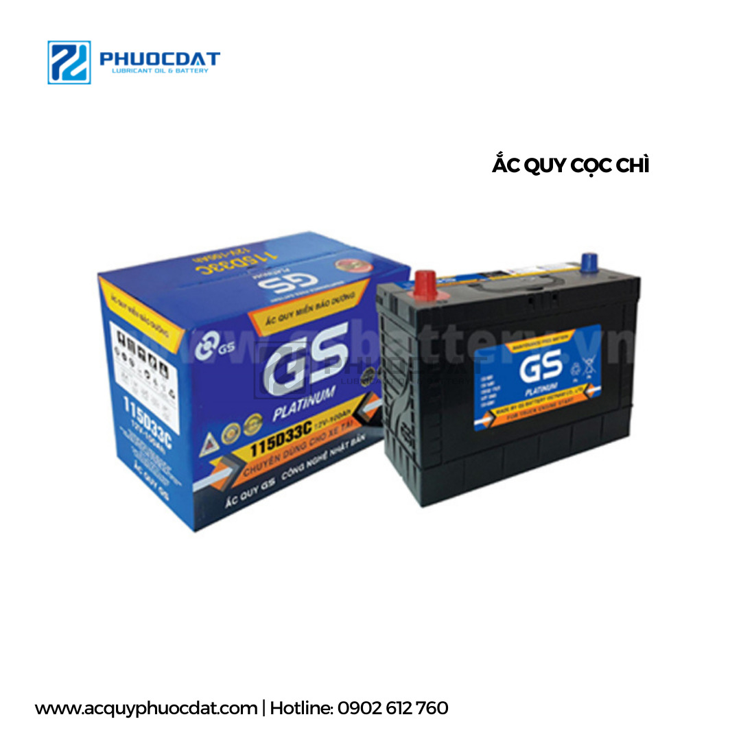 Ắc quy GS MF 115D33C 12V 100AH cọc chì - ắc Quy Phước Đạt - Công Ty TNHH Dịch Vụ Thương Mại ắc Quy Phước Đạt
